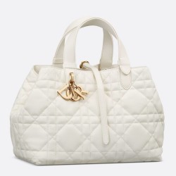 Dior Toujours Large Bag in White Macrocannage Calfskin CDBS2923