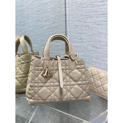 Dior Toujours Medium Bag in Beige Macrocannage Calfskin CDBS2924