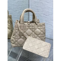 Dior Toujours Medium Bag in Beige Macrocannage Calfskin CDBS2924