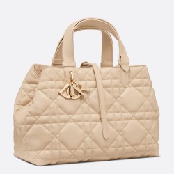 Dior Toujours Medium Bag in Beige Macrocannage Calfskin CDBS2924