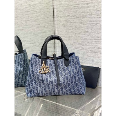 Dior Toujours Medium Bag in Blue Denim Oblique Jacquard CDBS2927