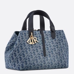 Dior Toujours Medium Bag in Blue Denim Oblique Jacquard CDBS2927