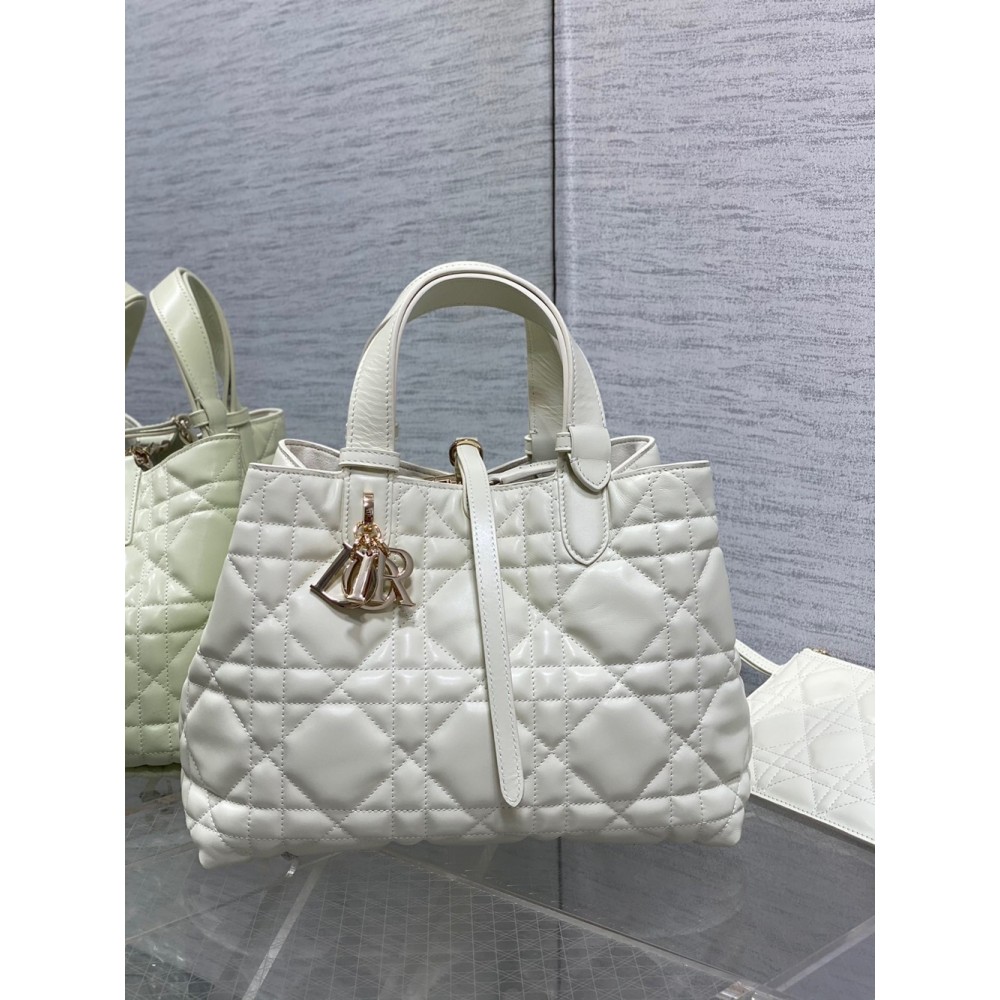 Dior Toujours Medium Bag in White Macrocannage Calfskin CDBS2929