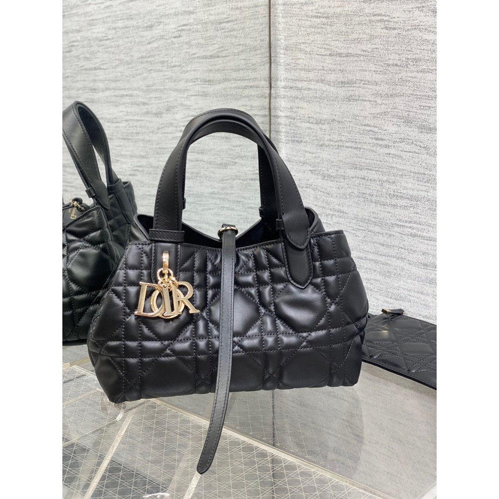 Dior Toujours Small Bag in Black Macrocannage Calfskin CDBS2930