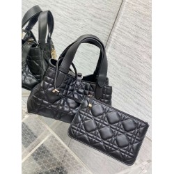 Dior Toujours Small Bag in Black Macrocannage Calfskin CDBS2930